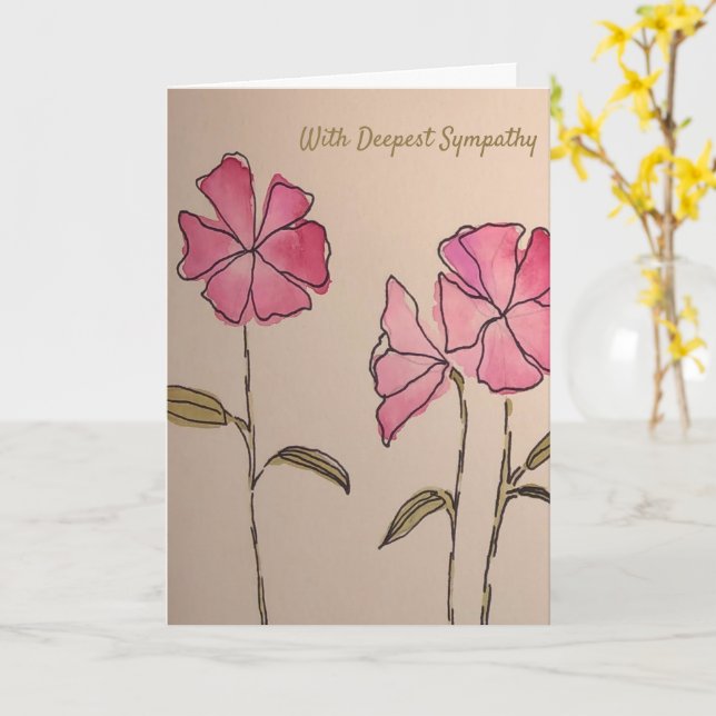 Floral Sympathy Card (Blank Inside) (Yellow Flower)