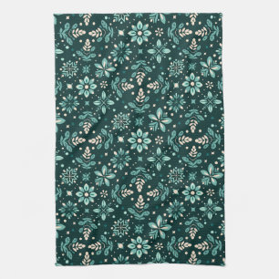 Floral Symphony Pattern Tea Towel