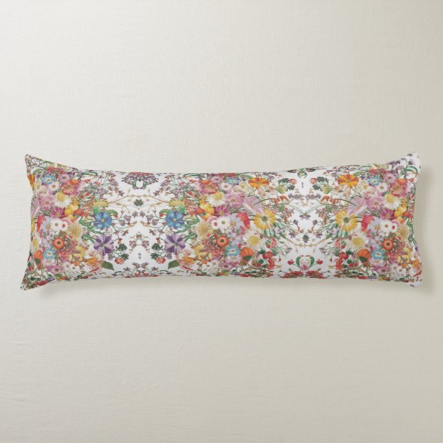 Floral Symphony Vibrant Multi-Coloured Garden Body Cushion (Front)