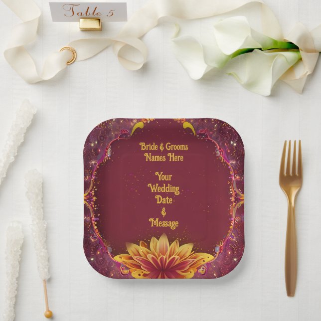 Floral Symphony: Wedding Elegance Collection Paper Plate (Wedding)