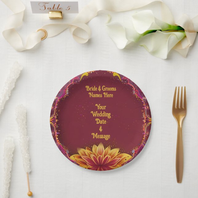 Floral Symphony: Wedding Elegance Collection Paper Plate (Wedding)