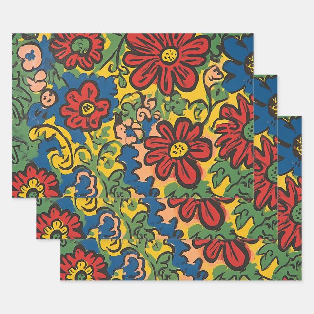 Floral Symphony Wrapping Paper Sheet (Set)