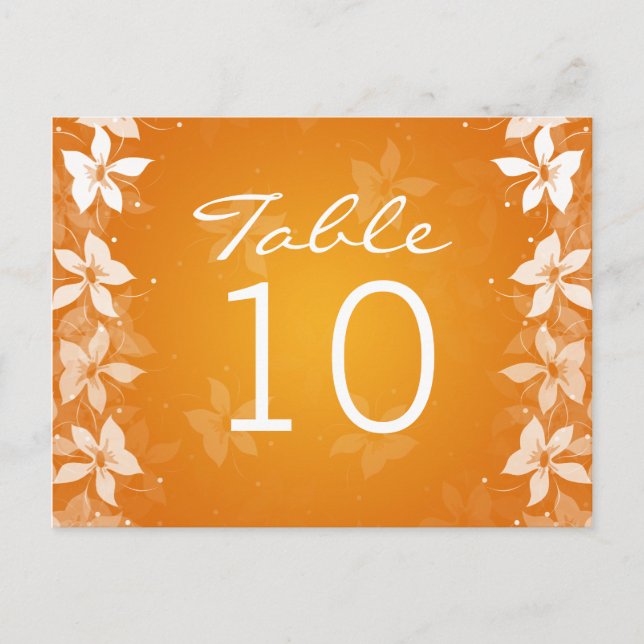 Floral Table Number Exotic Blooms Orange Postcard (Front)