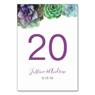 Floral Table Numbers watercolor succulents