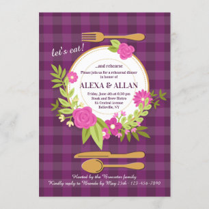 Floral Table Setting Rehearsal Dinner Invitation