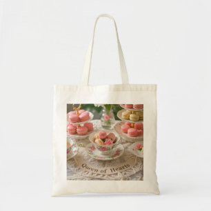 Floral table, teacups, tiered trays macarons queen tote bag