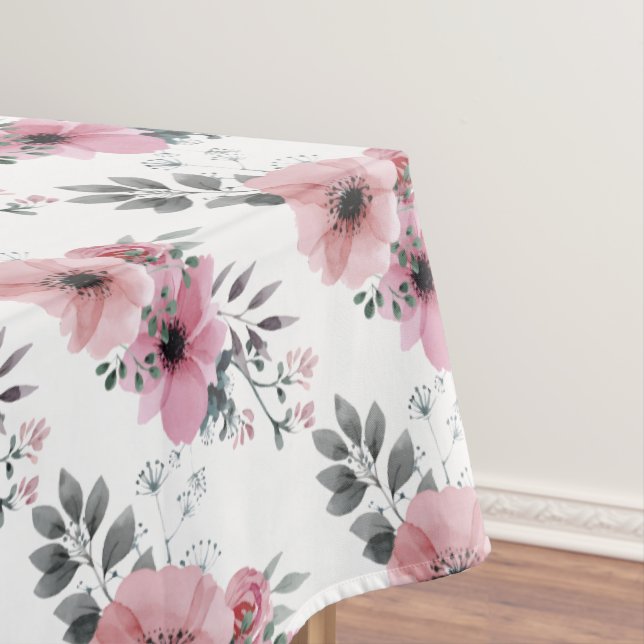 Floral Tablecloth with Pink Flowers (In Situ)