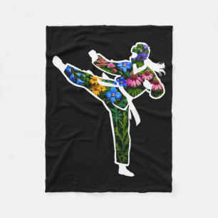 Floral Taekwondo Karate Fleece Blanket