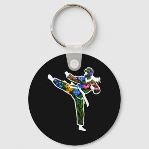 Floral Taekwondo Karate Key Ring