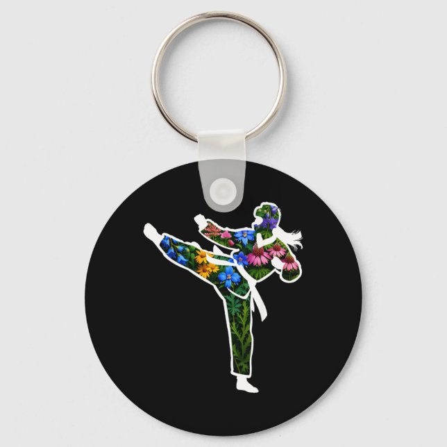 Floral Taekwondo Karate Key Ring (Front)