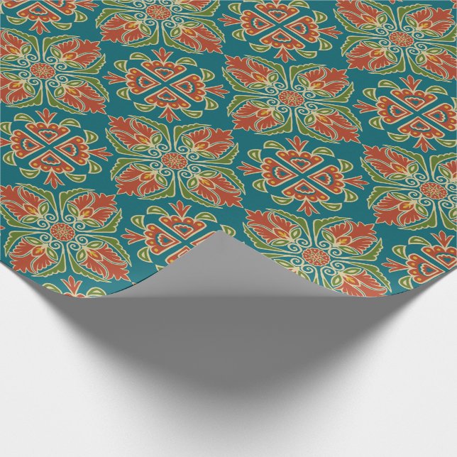 Floral Talavera Tile  Wrapping Paper (Corner)
