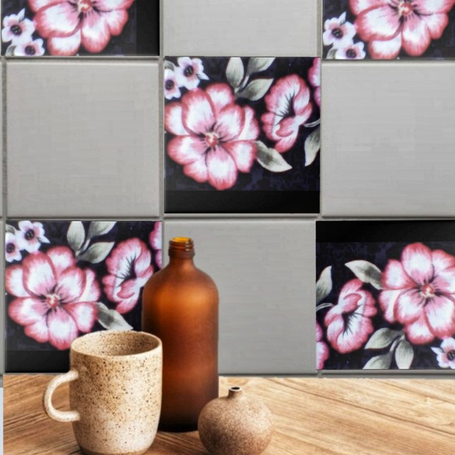 Floral Tapestry  Ceramic Tile (Add a touch of the garden to your wall decor, with these May Bloom Ceramic Tiles!)