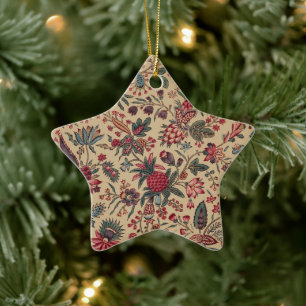 Floral Tapestry Needlework Flower Art Ceramic Ornament