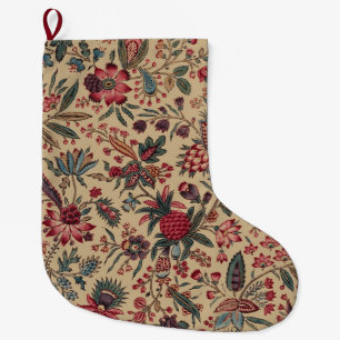 Floral Tapestry Needlework Flower Art Large Christmas Stocking