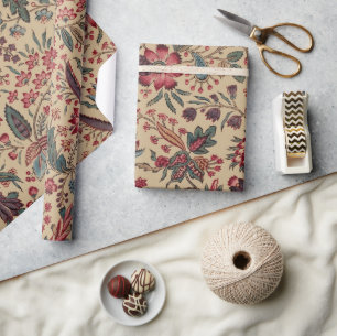 Floral Tapestry Needlework Flower Art Wrapping Paper