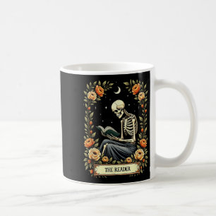 Floral Tarot Card The Reader Skeleton Reading Book Coffee Mug