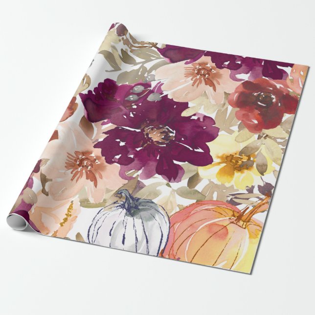 Floral Tattoo Wrapping Paper (Unrolled)