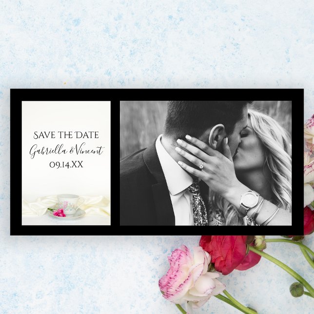 Floral Tea Cup Pink Roses Wedding Save the Date (Creator Uploaded)