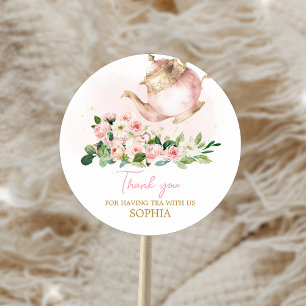 Floral Tea Garden Birthday Party Classic Round Sticker