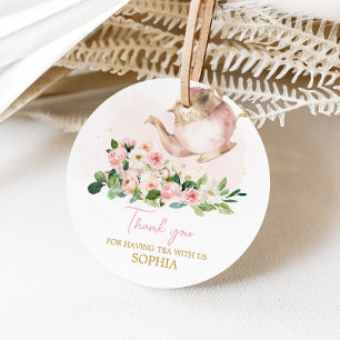 Floral Tea Garden Birthday Party Round Favour Tags