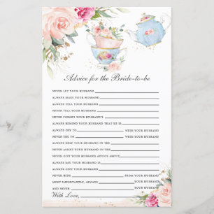 Floral Tea Party Advice for the Bride to Be Game