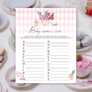 Floral tea party - Baby name race game