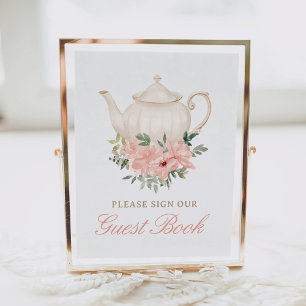 Floral Tea Party Baby Shower Guest Book Sign