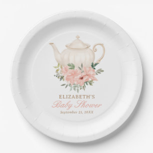 Floral Tea Party Baby Shower Paper Plate