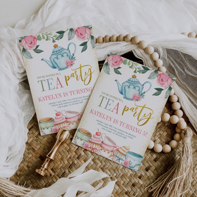 Floral Tea Party Birthday Invitation (Creator Uploaded)