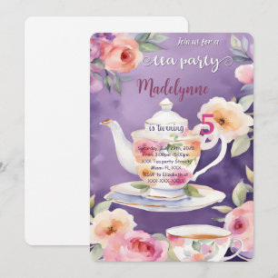 Floral Tea Party Birthday Party Invitation