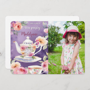 Floral Tea Party Birthday Party Photo Invitation