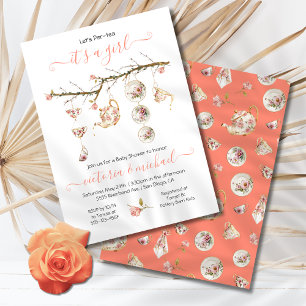 Floral Tea Party branch Baby Shower Invitation
