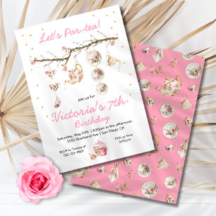 Floral Tea Party branch Birthday Invitation