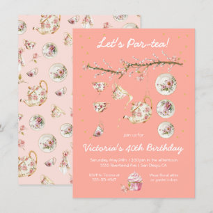 Floral Tea Party branch Birthday Invitation