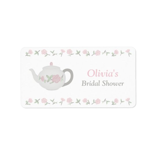 Floral Tea Party Bridal Shower Party Decor Address Label