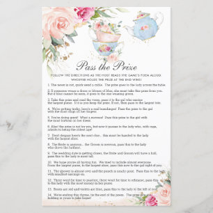 Floral Tea Party Bridal Shower Pass the Prize Game