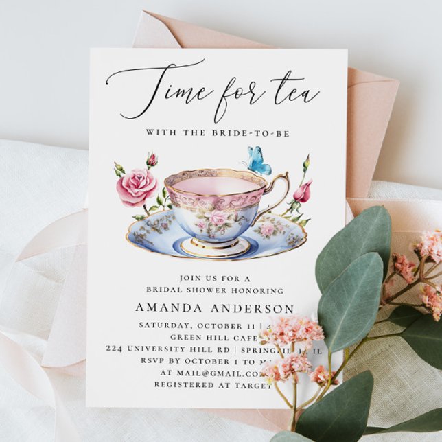 Floral Tea Party Bridal Shower with Butterfly Invitation (Creator Uploaded)