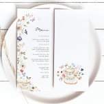 Floral Tea Party Menu<br><div class="desc">Let Your Special Day Blossom with Wildflower Baby Shower menu! This beautiful design features stunning hand-painted watercolor florals in hues of deep purple, dusty blue, and blush pink with sage greenery. Whether you're hosting a garden party or a cosy, intimate gathering, this trending menu will bring a special touch of...</div>