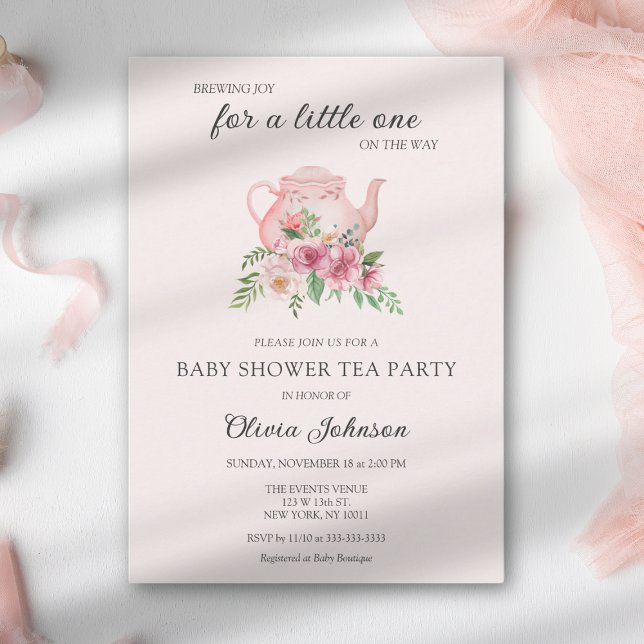Floral Tea Party Pink Baby Shower Soon To Be Mum Invitation (Creator Uploaded)