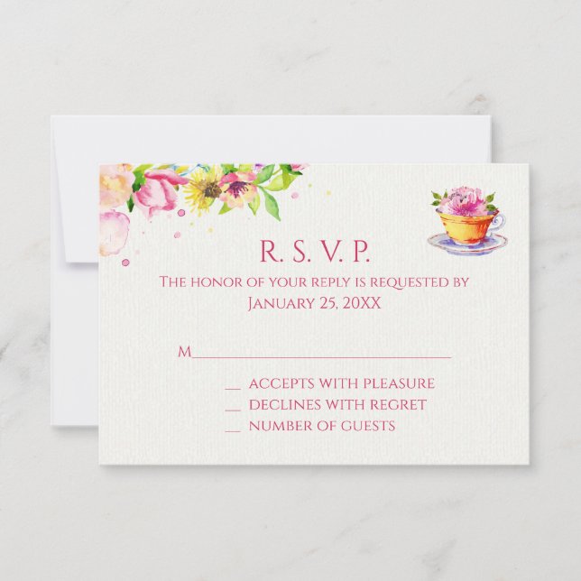 Floral Tea Party Response Cards (Front)