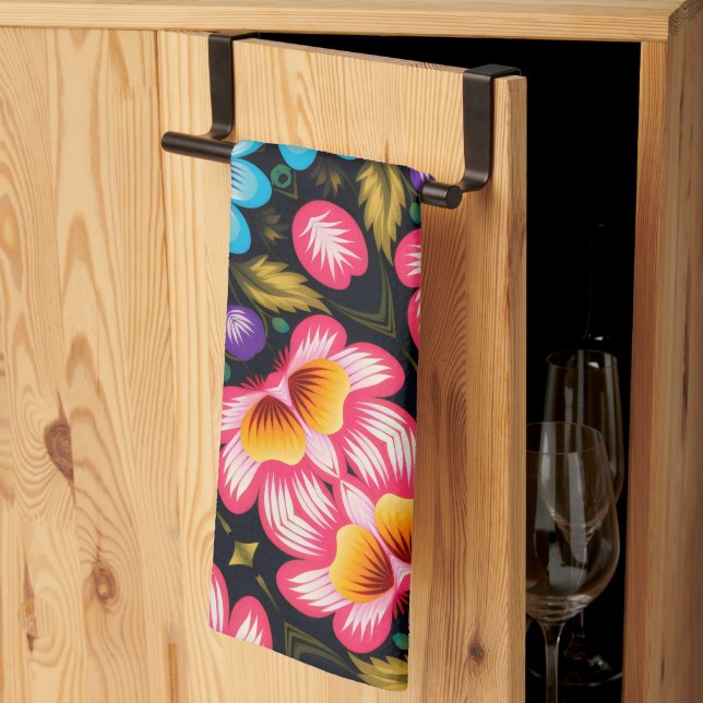 floral tea towel (Thirds Fold)