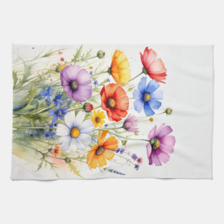 Floral Tea Towels, Wildflowers Dish Towel, Spring  Towel