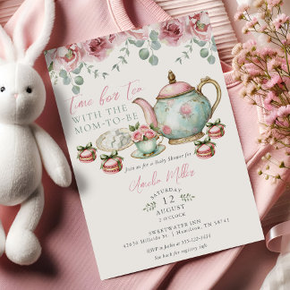 Floral Tea with the Mom-to-be Girl Baby Shower  Invitation