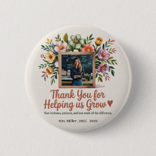 Floral Teacher Button – Thank You Gift