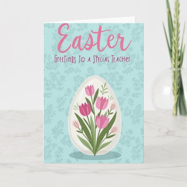 Floral Teacher Greetings Card (Front)