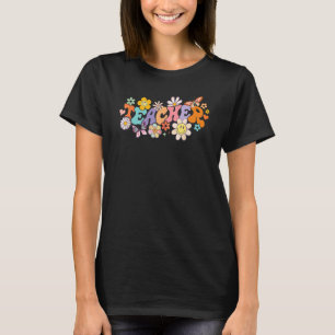 Floral Teacher Kids Retro Groovy Back To School Te T-Shirt