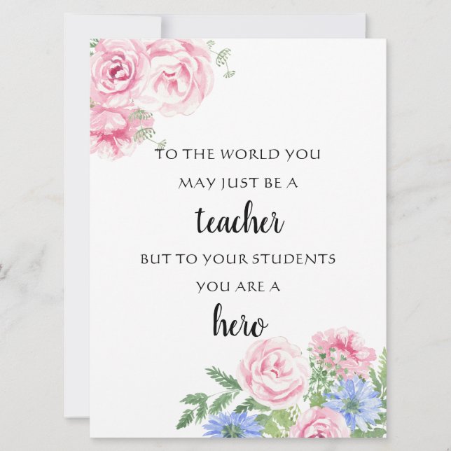 floral teacher mentor appreciation from students card (Front)