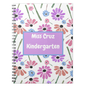 Floral Teacher Name/Grade Colorful Notebook
