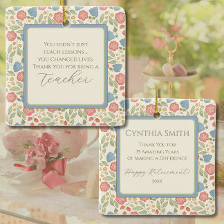 Floral Teacher Retirement Personalised Ornament 