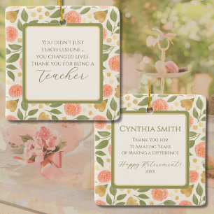 Floral Teacher Retirement Personalised Ornament